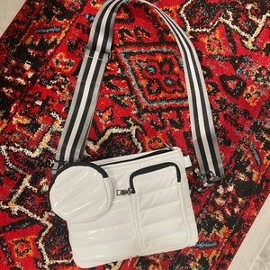 Think Royln Sidekick White Patent Bag